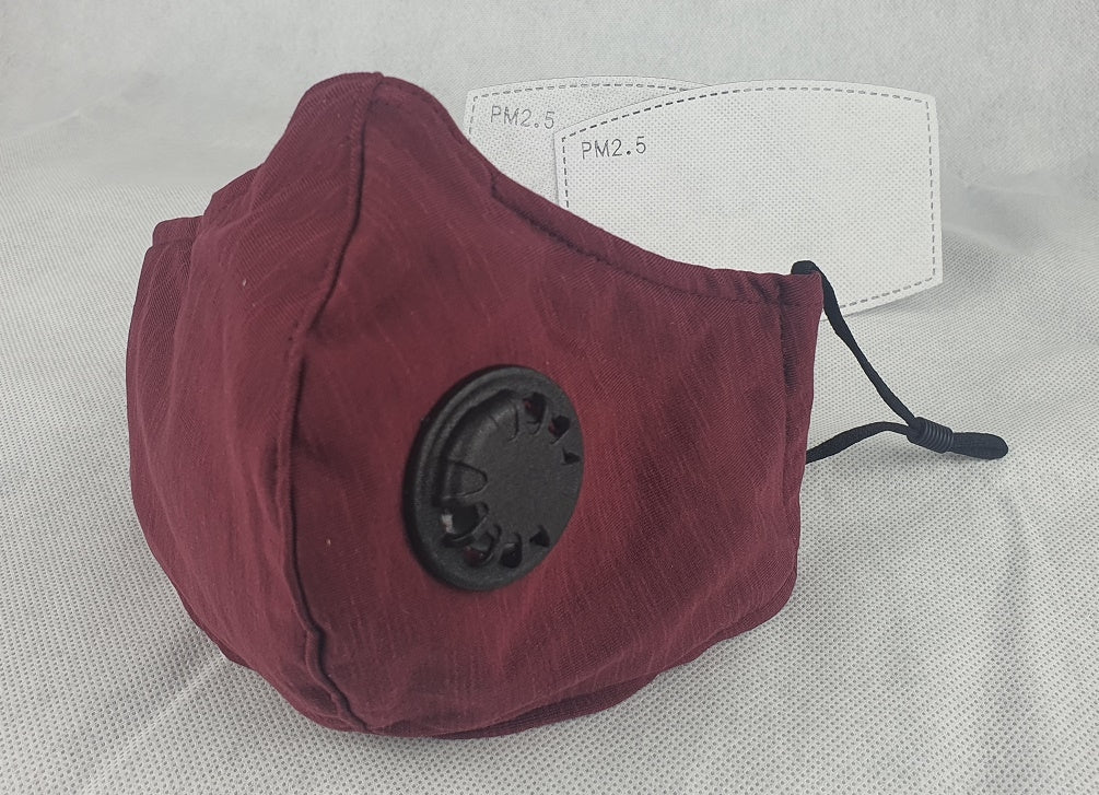 Face Mask Reusable Cotton Cloth Fabric Perfect Fit Adjustable Burgundy Main image