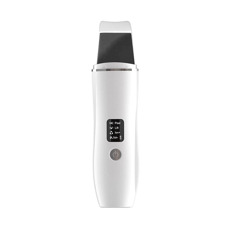 White Ultrasonic Skin Scrubber - Deep Pore Cleansing Facial Exfoliator with USB Type-C Charging Main image