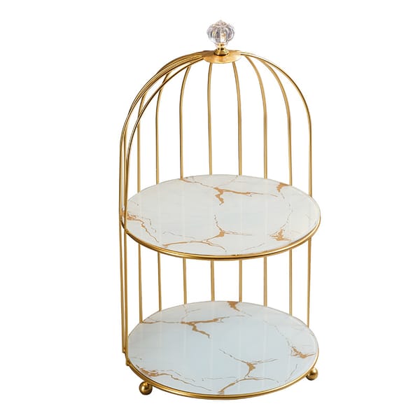 2 Tier Gold Birdcage Cosmetic Organizer Gold / Black