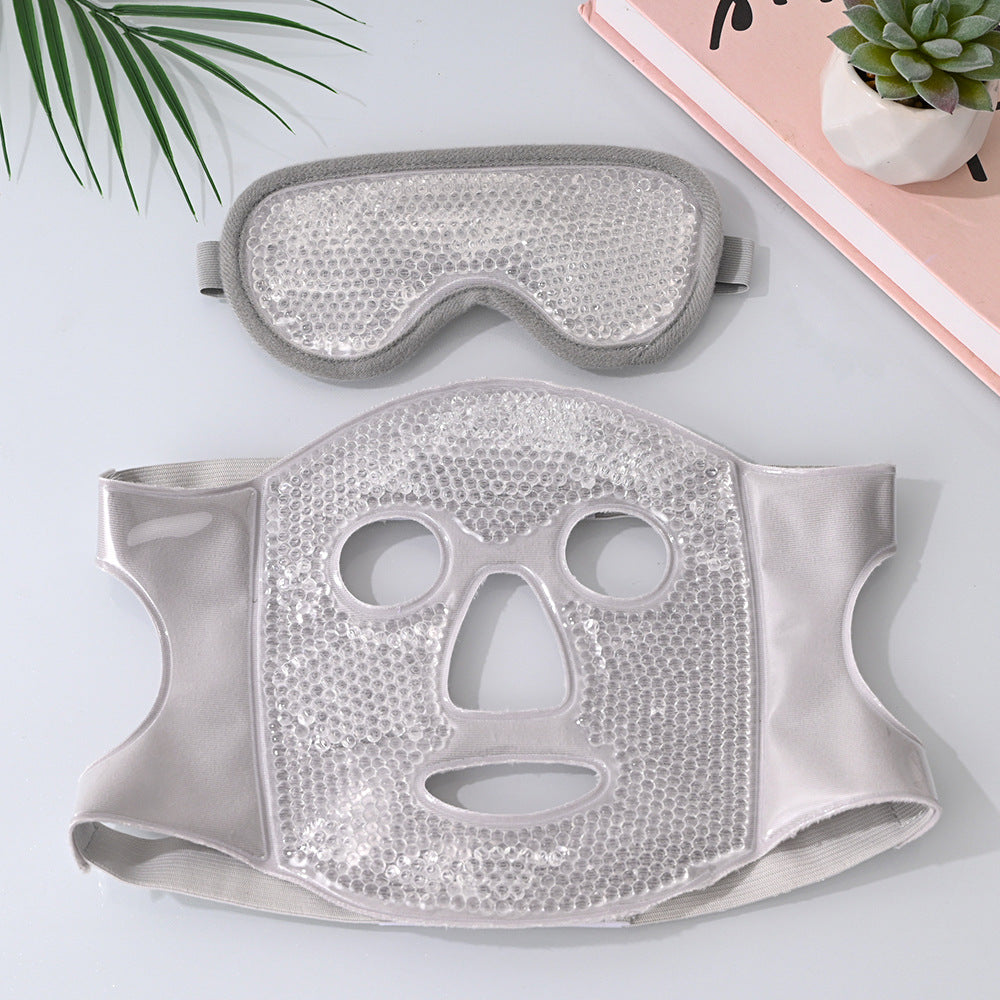Grey Reusable Cooling Gel Bead Face Mask and Eye Mask Set - Soothing Therapy for Puffy Eyes, Headaches and Facial Relaxation Main image