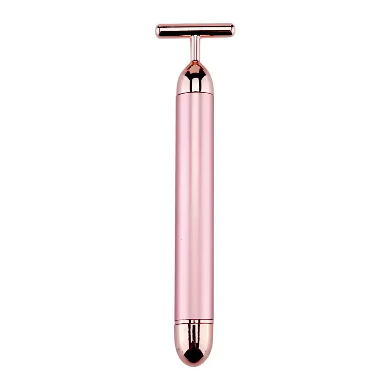 Rose Gold Electric T-Shape Facial Massage Bar Waterproof Gold Tone Beauty Roller for Daily Skincare and High Frequency Vibration Main image