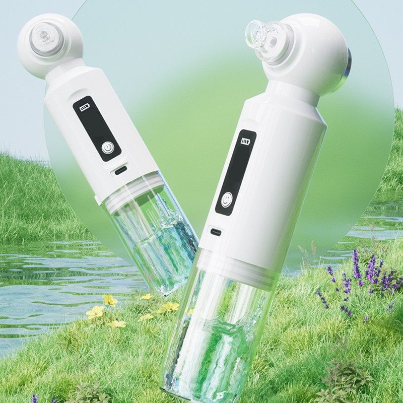 White Heated Micro-Bubble Blackhead Remover Vacuum Pore Cleaner - 46C Hot Compress Electric Water Cycle Facial Cleansing Device with 6 Suction Heads 3 Modes Main image
