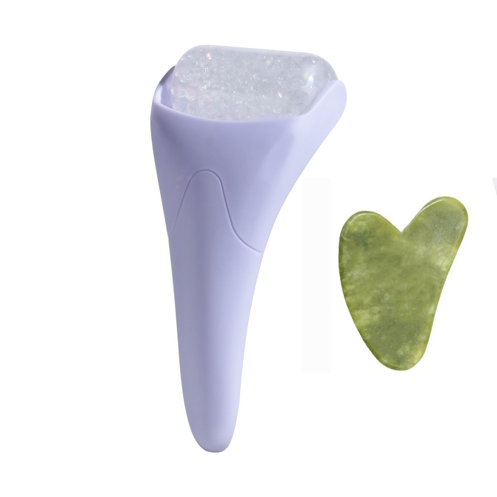 2-piece Purple Face Ice Roller with Gel Cooling Head and Gua Sha Board- Reusable PP and Gel Cold Massage Tool for De-Puffing, Soothing, and Refreshing Skin, Easy to Freeze, Comfortable Grip, Daily Skincare Essential Main image