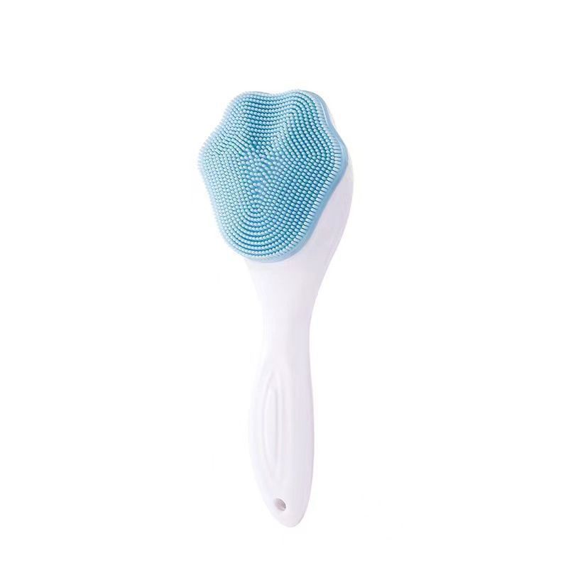 Blue Silicone Cat Paw Face Brush - Long Handle Manual Facial Cleanser for Deep Pore Cleaning, Exfoliating & Massaging - Soft Bristles for Blackhead Removal, Gentle on Skin, Travel Friendly  Main image